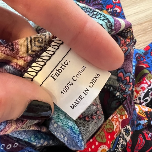 Colorful vintage patchwork overalls in size Medium boho hippie festival - Picture 7 of 8